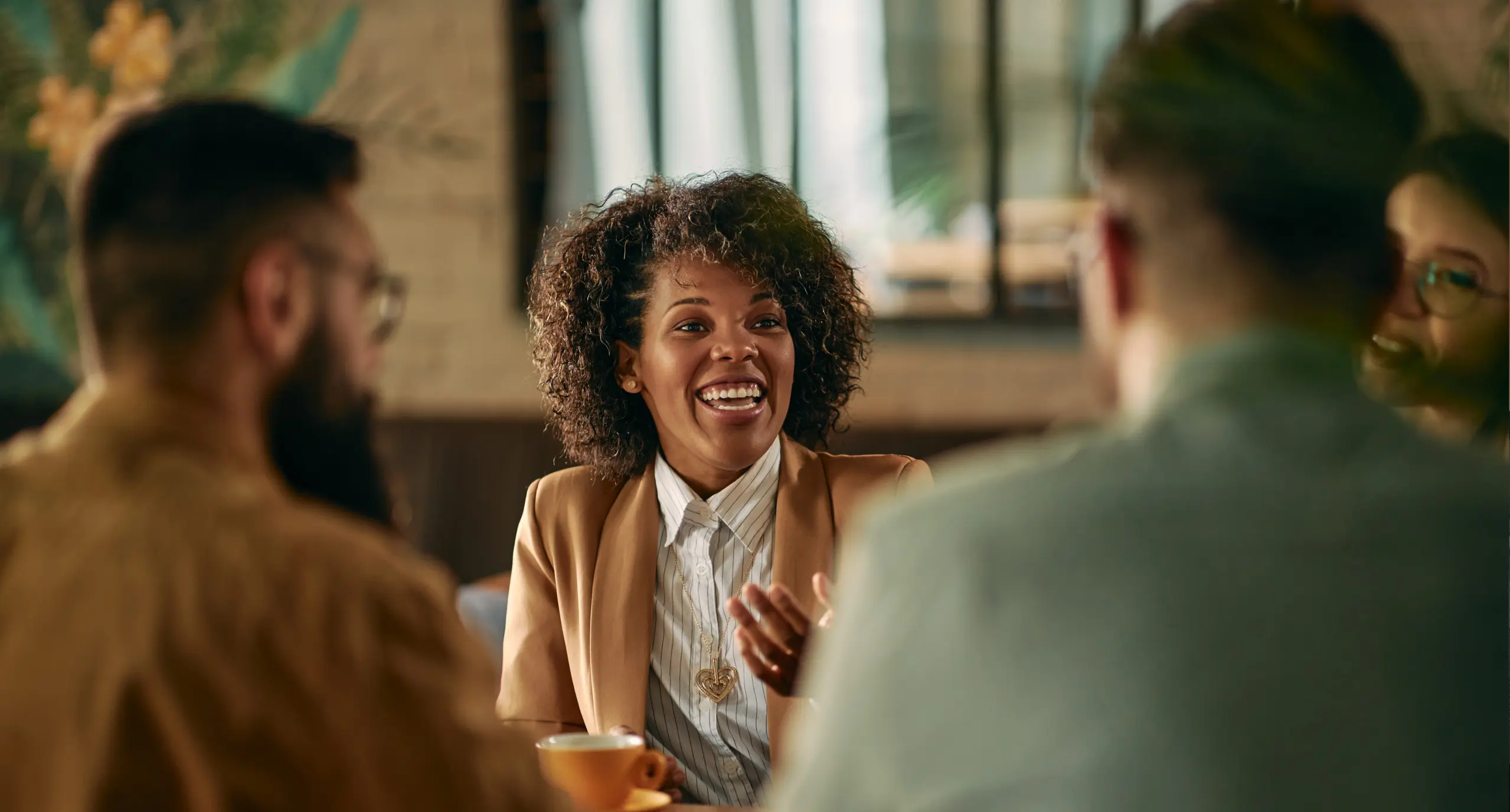 Professionals sharing feedback in a community discussion